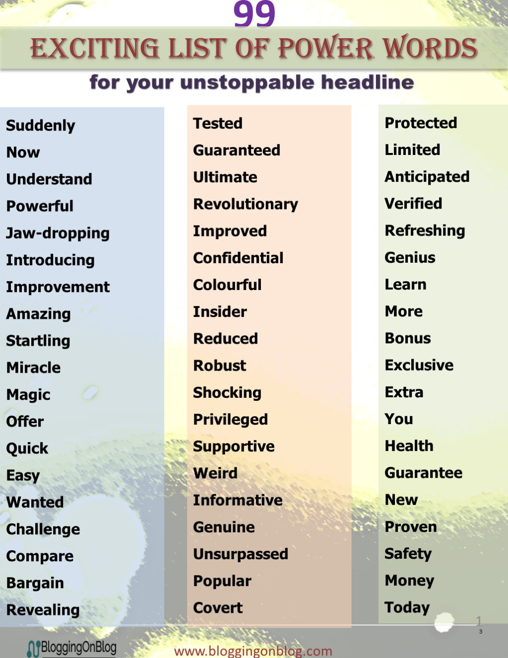 99 exciting list of power words for your unstoppable headlines